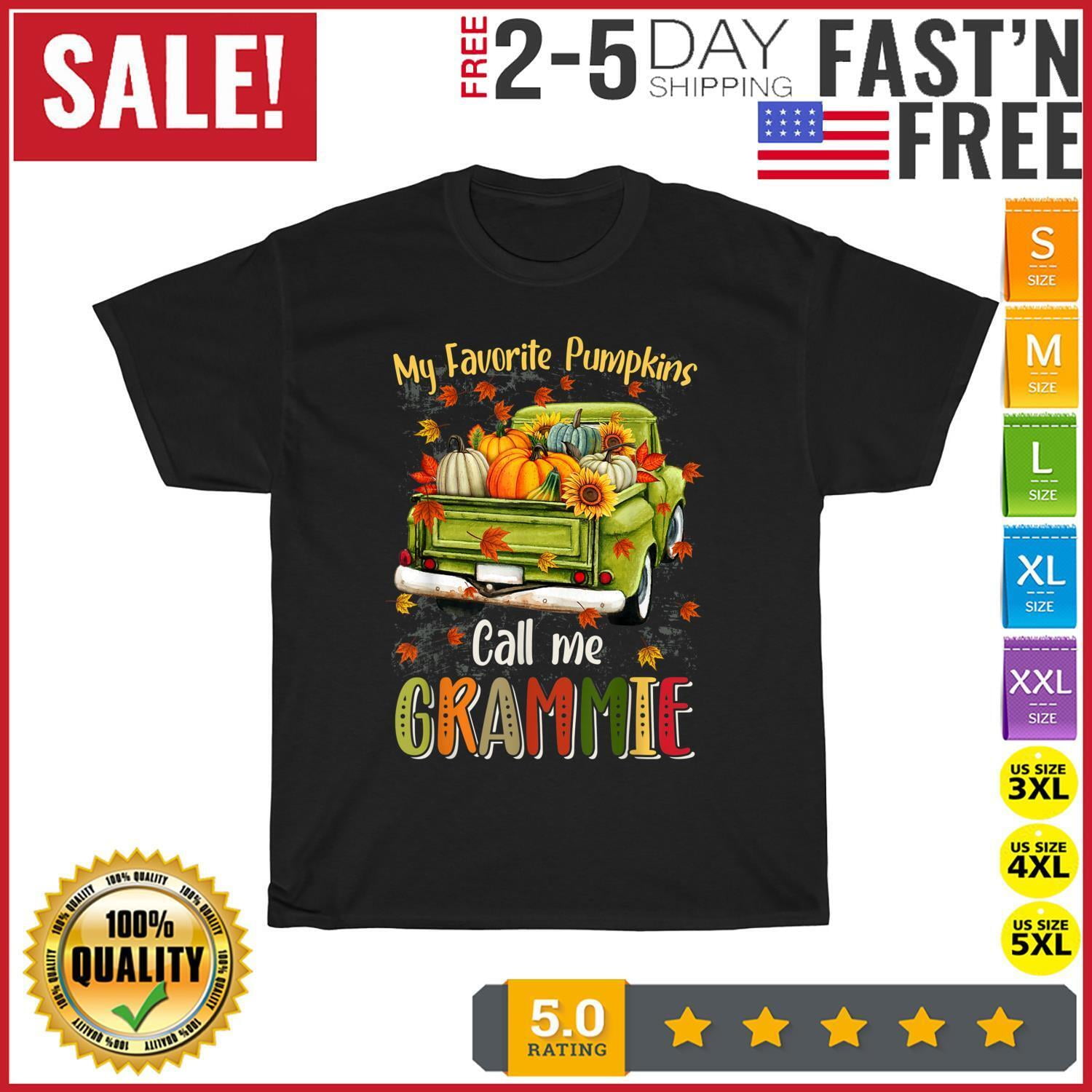 Autumn Halloween Fall My Favorite Pumpkin Call Me Grammie T Shirt Men ...
