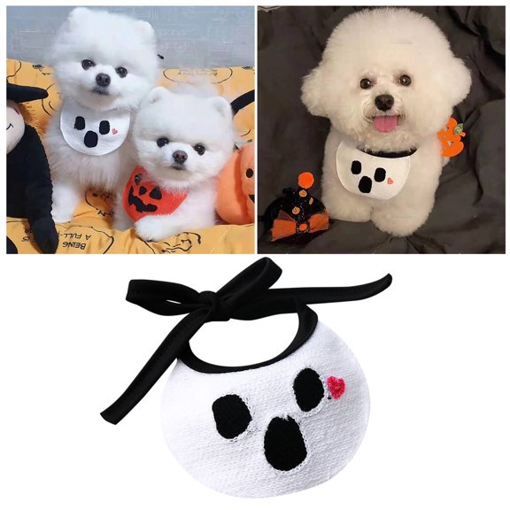 Autumn Halloween Pet Scarf Dog Accessory Pumpkin Themed Grooming Towel Triangle Bib for Puppy Headwear