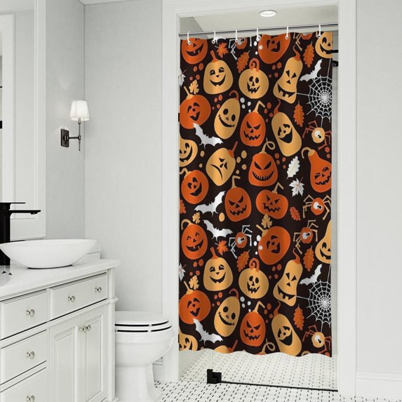 Autumn Halloween Pumpkin Pattern Shower Curtain 36"x72" ,Bathroom Decorative Shower Curtains Set with 12 Hooks,Modern Waterproof Washable Shower Curtain