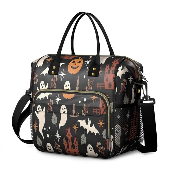 Autumn Halloween Scene Pattern Womens Lunch Box for Work,Insulated Large Lunch Bag for Tween and Teen,Loncheras Para Mujer,Leakproof Adult Lunch Bag for Work,Beach,Travel,Picnic,Camping