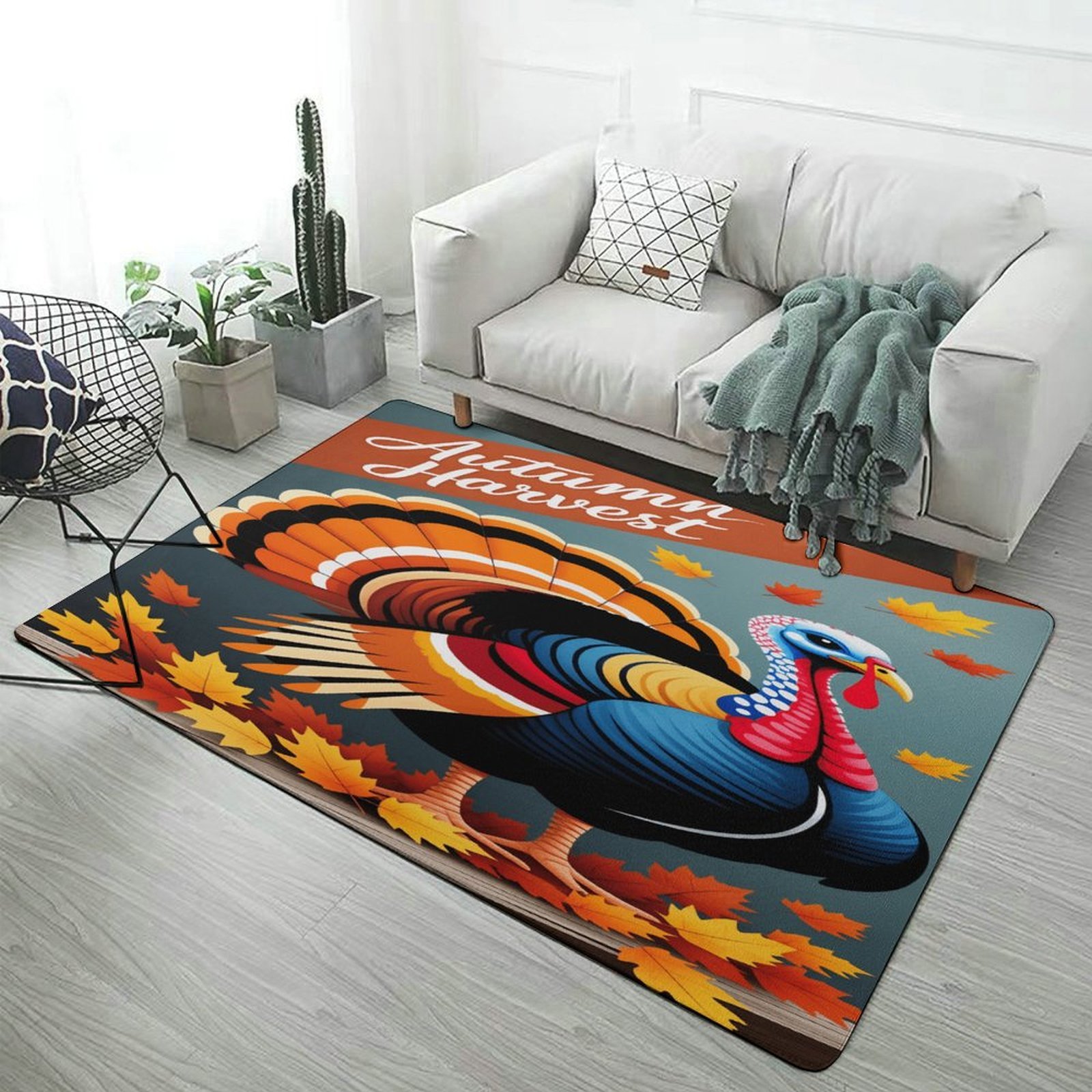Autumn Happy Thanksgiving Turkey Carpet Soft Comfy Rug for Home Living ...