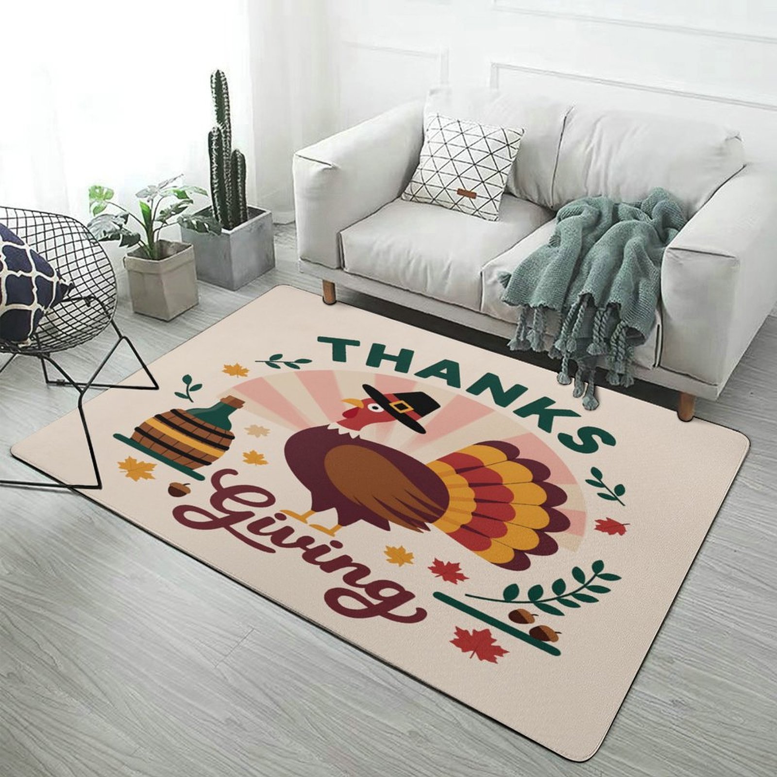 Autumn Happy Thanksgiving Turkey Carpet for Home Decoration Soft Comfy ...