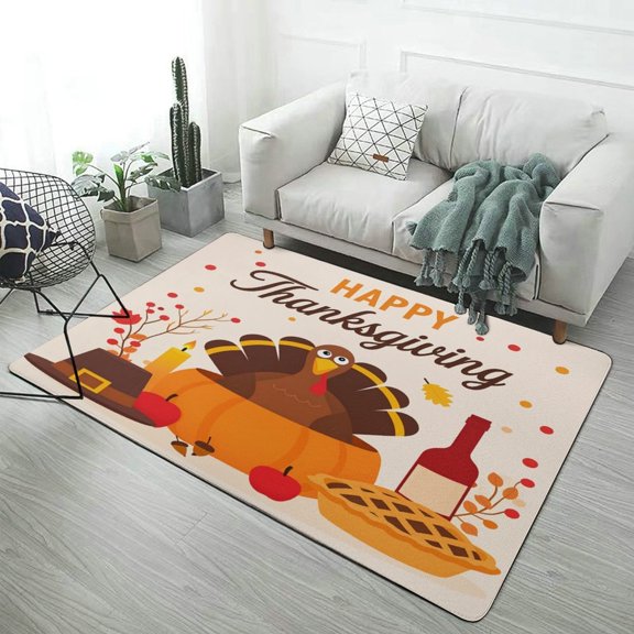 Autumn Happy Thanksgiving Turkey Home Decor Living Room Carpet Non-slip Soft Comfy Floor Rug Kitchen Bedroom Entrance Doormat Mats