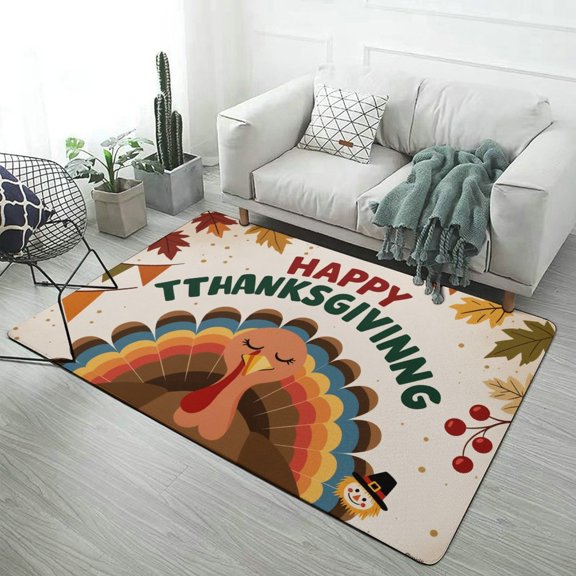 Autumn Happy Thanksgiving Turkey Home Decor Living Room Carpet Non-slip Soft Comfy Floor Rug Kitchen Bedroom Entrance Doormat Mats