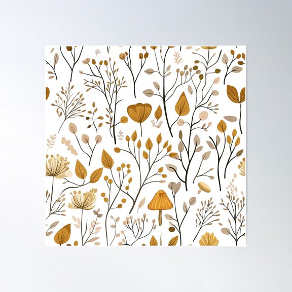 Autumn Harmony Poster Wall Art, Modern Wall Decor For Living Room Bedroom, 17x17 UNFRAMED