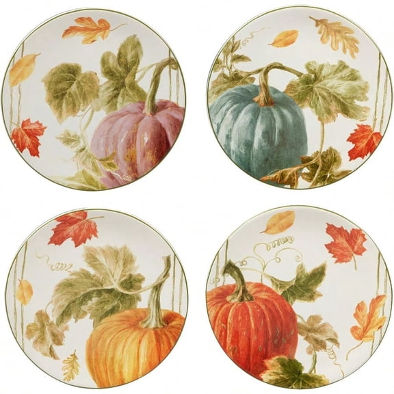Autumn Harvest 9 Salad Dessert Plates Multicolor Medium Set Of 4