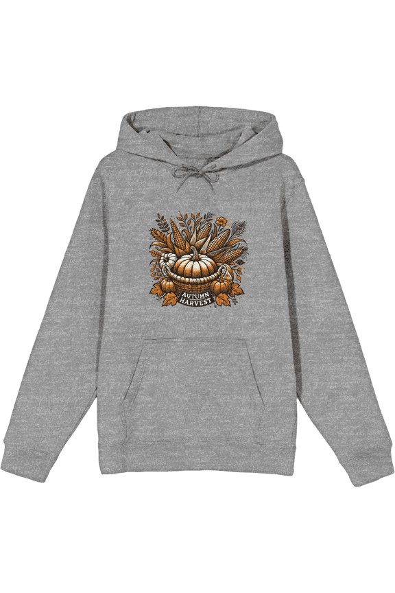 Autumn Harvest Adult Heather Gray Long Sleeve Hoodie-Large