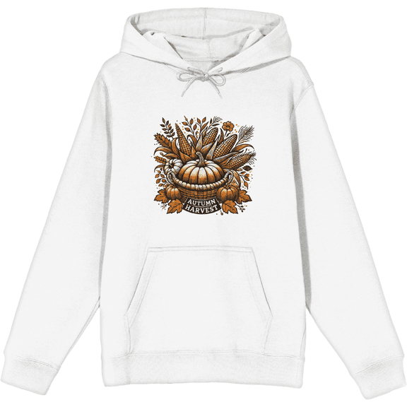 Autumn Harvest Adult White Long Sleeve Hoodie-XXL