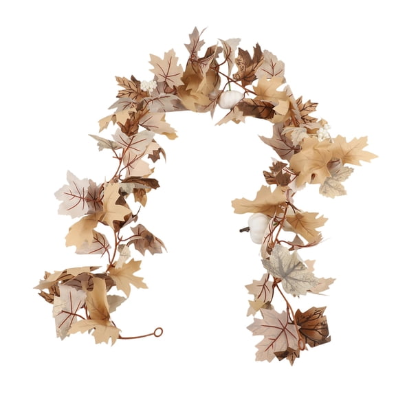 Autumn Harvest Artificial Maple for Leaf Wreath Fall Garland for Door Fireplace or Window, Indoor Outdoor Thanksgiving and Halloween Home Decoration with Vibrant Faux Leaves and Rattan Base(A15)