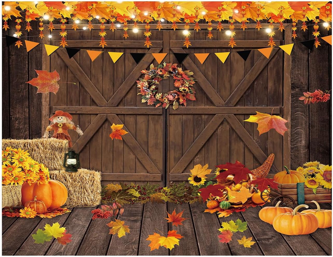 Autumn Harvest Backdrop Fall Woodland Forest Outside Window Backdrop ...
