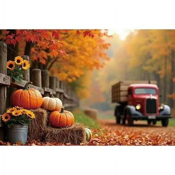 Autumn Harvest Backdrop Photography Scarecrow Tractor Farm Photoz Background Child Photo Studio Photocall Accessories