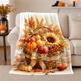 thumbnail image 1 of Autumn Harvest Basket Still Life Pumpkin Apple Sunflower, Festive Holiday Scene, Warm Flannel Blanket for Ranch House and Living Room, Art Lovers Thanksgiving Gift, Festive Home Decor, 1 of 9