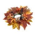 thumbnail image 1 of Autumn Harvest Candle Ring Wreath | Faux Maple Leaf Berry Pinecone Decorative Centerpiece | 1Pc 10.24in Plastic Wreath for Thanksgiving Table Decor, 1 of 6