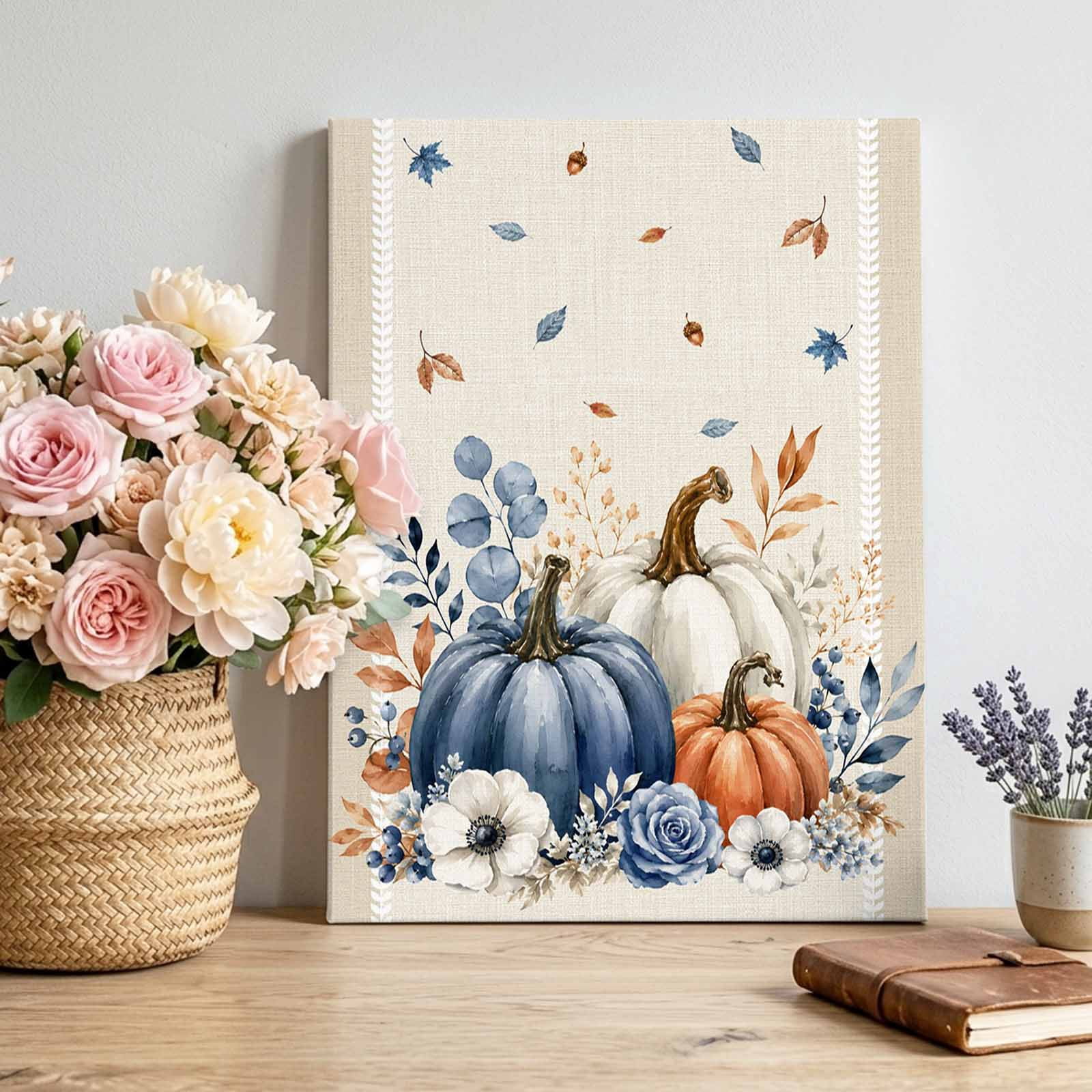 Autumn Harvest Canvas Wall Art For Living Room Blue White Orange autumn-harvest-canvas-wall-art-for-living-room-blue-white-orange