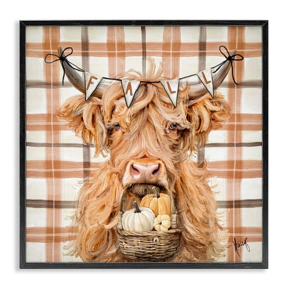 Stupell Industries Autumn Harvest Cattle Black Framed Giclee Art, design by Ashley Bradley, 12 x 12