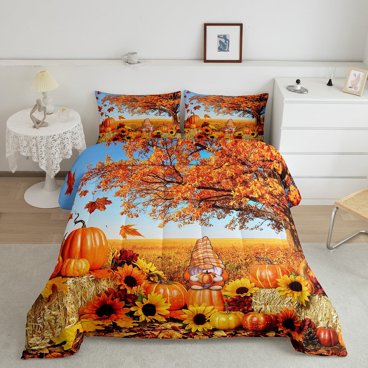 Autumn Harvest Comforter Set Fall Decor Bedding Queen Size for Boys ...