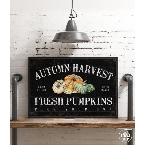 Autumn Harvest Farmers Market Sign In Black Vintage Farmhouse Decor Modern Farmhouse Sign Seasonal Wall Art Autumn Wall Decor, Unframed Paper Print