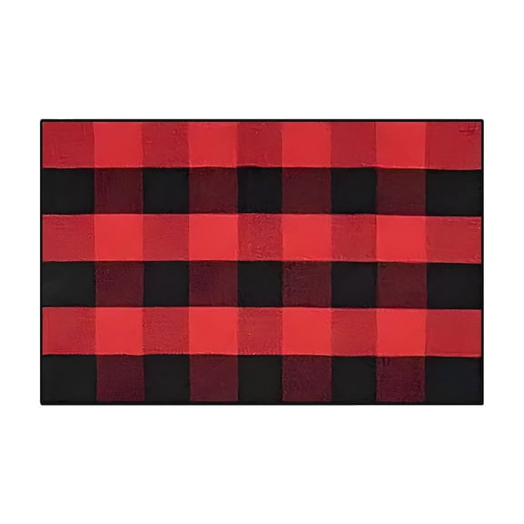 Autumn Harvest Large Red Plaid Outdoor Rug Layered Woven Front Door Mat Washable Entrance Porch Carpet For Household 20x31 Inch