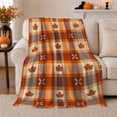 thumbnail image 1 of Autumn Harvest Maple Leaf Plaid Pattern, Festive autumn celebration Scene, Warm Flannel Blanket for Living Room and Family Room, Art Lovers autumn celebration Gift, Festive Home Decor, 1 of 9