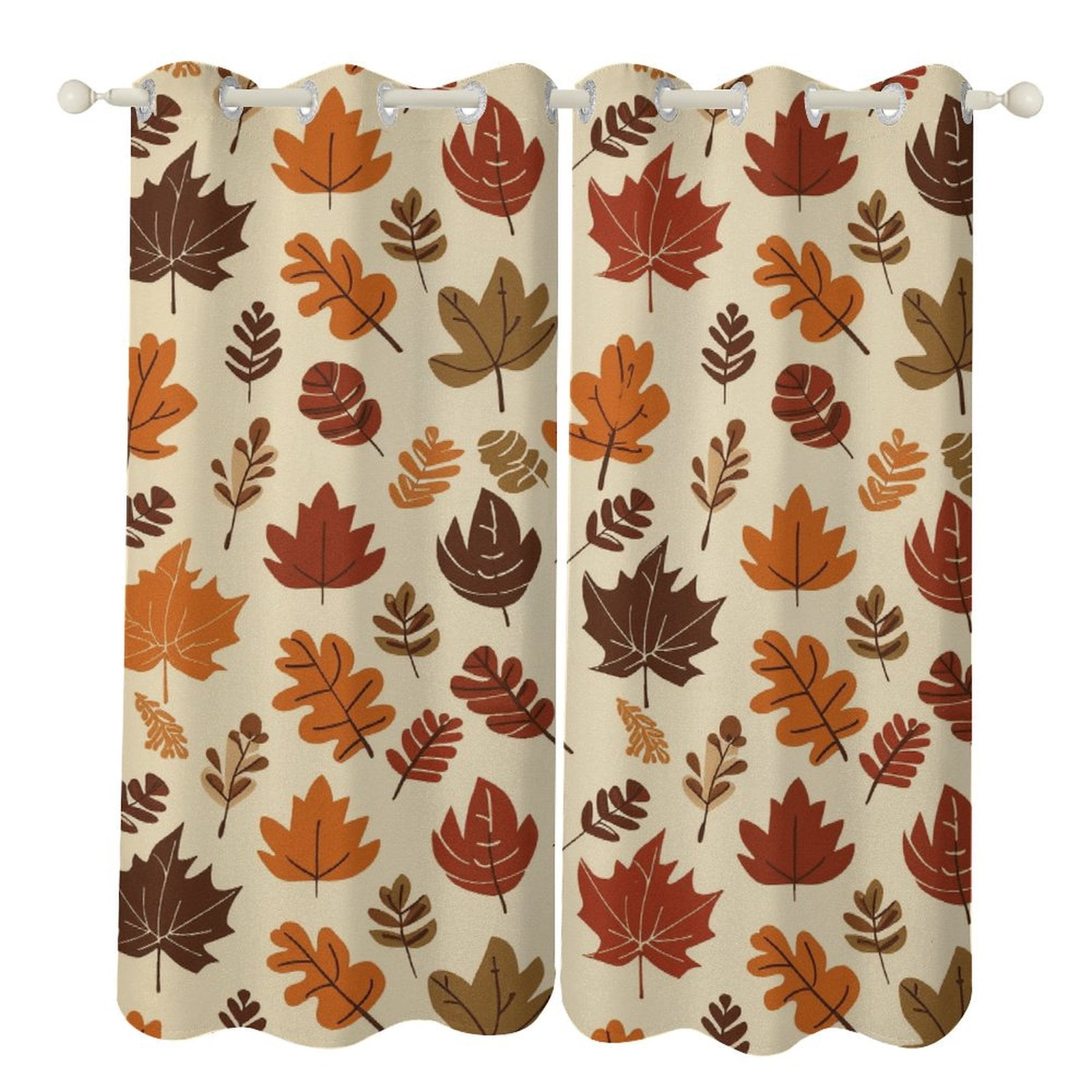 Autumn Harvest Maple Leaves Thanksgiving Blackout Curtains, Watercolor ...