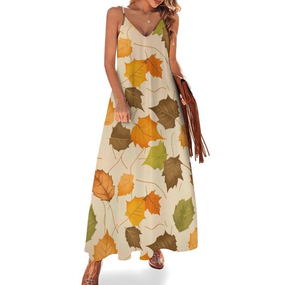 Autumn Harvest Maple Leaves Thanksgiving Fine Art Sleeveless Dress Summer Dress Woman 2025