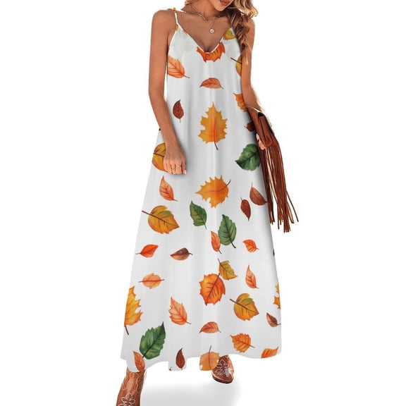 Autumn Harvest Maple Leaves Thanksgiving Fine Art Sleeveless Dress Summer Dress Woman 2025