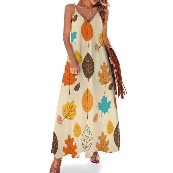 Autumn Harvest Maple Leaves Thanksgiving Fine Art Sleeveless Dress Summer Dress Woman 2025