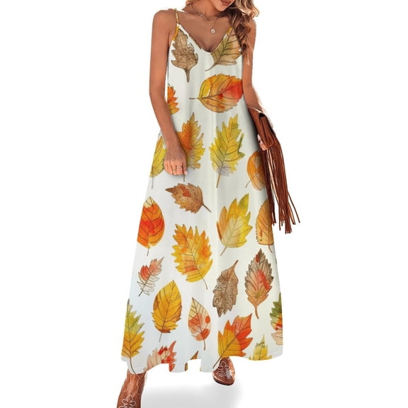 Autumn Harvest Maple Leaves Thanksgiving Fine Art Sleeveless Dress Summer Dress Woman 2025