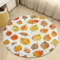 thumbnail image 1 of Autumn Harvest Maple Leaves Thanksgiving Floral Medallion Round Rug - Small Round Area Rug, Soft Non-Slip Machine Washable Bedroom Mat Indoor Accent Entry Carpet for Office Desk Dorm Hallway, 1 of 6