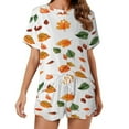 thumbnail image 1 of Autumn Harvest Maple Leaves Thanksgiving Pajama Set for Women 2 Piece Sleepwear Loungewear Short Sleeve, 1 of 7
