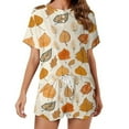 thumbnail image 1 of Autumn Harvest Maple Leaves Thanksgiving Pajamas Set Womens Loungewear Sleepwear 2 Piece PJ Sets, 1 of 7