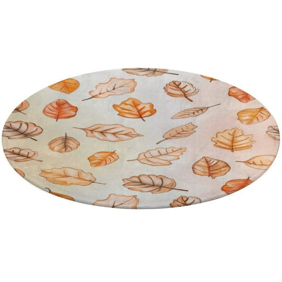 Autumn Harvest Maple Leaves Thanksgiving Round Rugs -Washable Non-Slip Small Round Area Rug Throw Soft Circle Rugs for Bedroom, Modern Print Indoor Carpet for Entryway Sofa Living Room