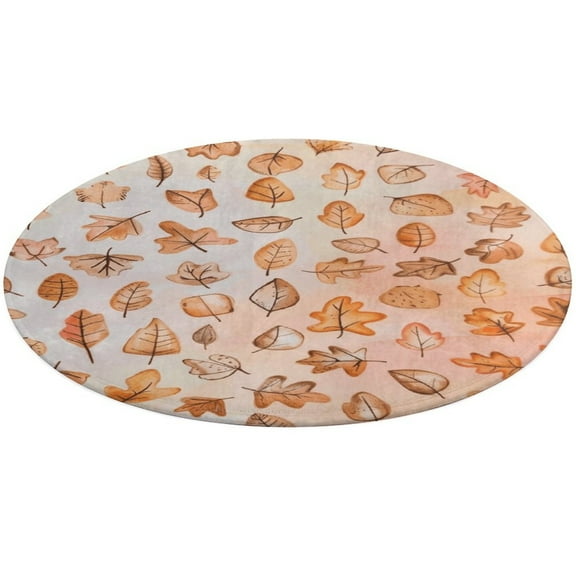 Autumn Harvest Maple Leaves Thanksgiving Round Rugs -Washable Non-Slip Small Round Area Rug Throw Soft Circle Rugs for Bedroom, Modern Print Indoor Carpet for Entryway Sofa Living Room