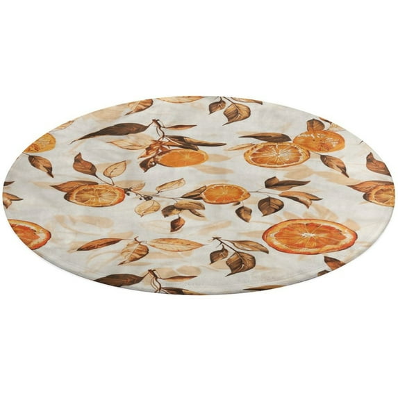 Autumn Harvest Maple Leaves Thanksgiving Round Small Area Rug, Print Non Slip Washable Floor Mat, Soft Throw Rug for Living Room, Powder Room Entryway, Bathroom, Bedside