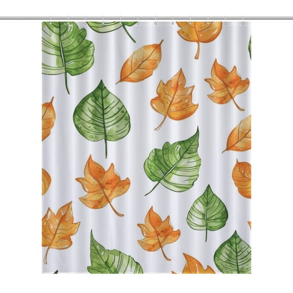 Autumn Harvest Maple Leaves Thanksgiving Shower Curtain Cloth Fabric Bathroom Decor with Hooks