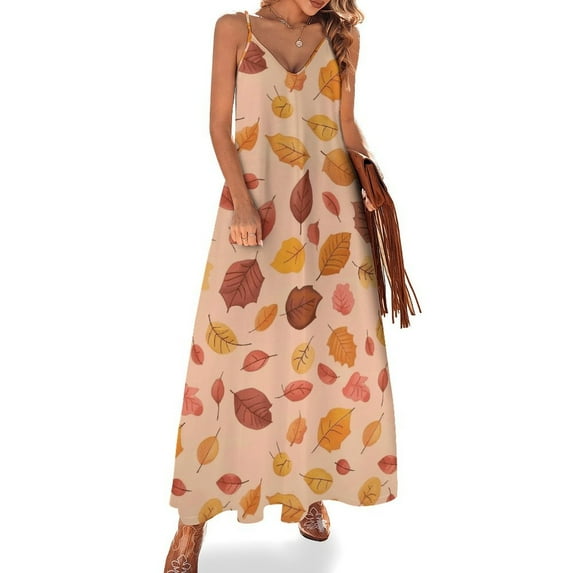 Autumn Harvest Maple Leaves Thanksgiving Sleeveless Dress for Women Clothing Female Women's Summer Skirt