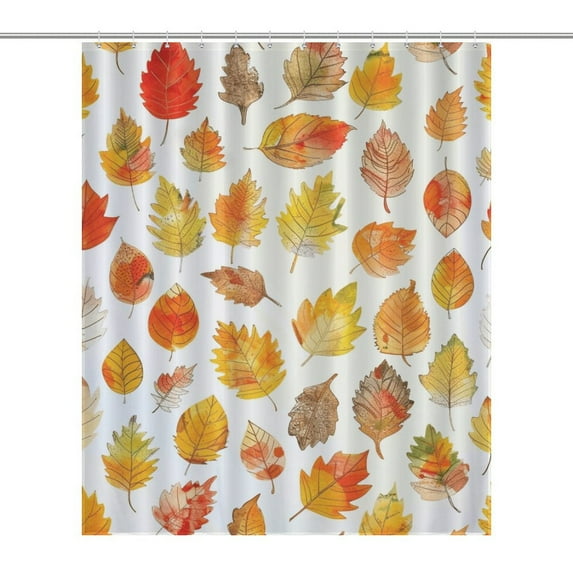 Autumn Harvest Maple Leaves Thanksgiving Waterproof Polyester Quick-Drying Shower Curtain for Bathroom with 12 Hooks