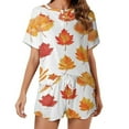 thumbnail image 1 of Autumn Harvest Maple Leaves Thanksgiving Women's Ruffle Short Sleeve Tops And Shorts Cute Peeps Bunny Pajamas Sets, 1 of 7