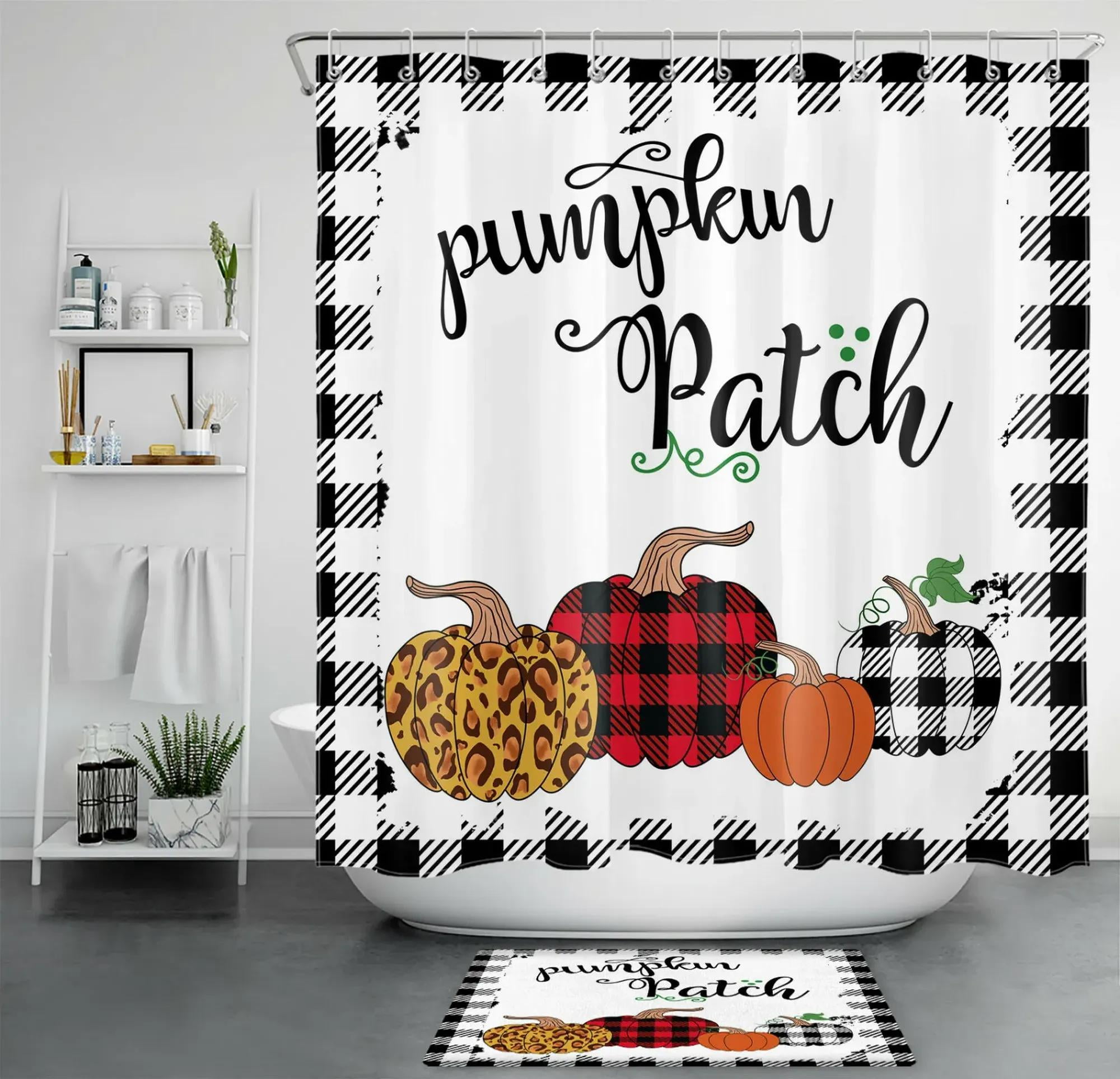 Autumn Harvest Plaid Pumpkin Shower Curtain - Rustic Bathroom Décor ...