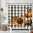 Autumn Harvest Plaid Shower Curtain Pumpkin & Sunflower Bathroom Decor