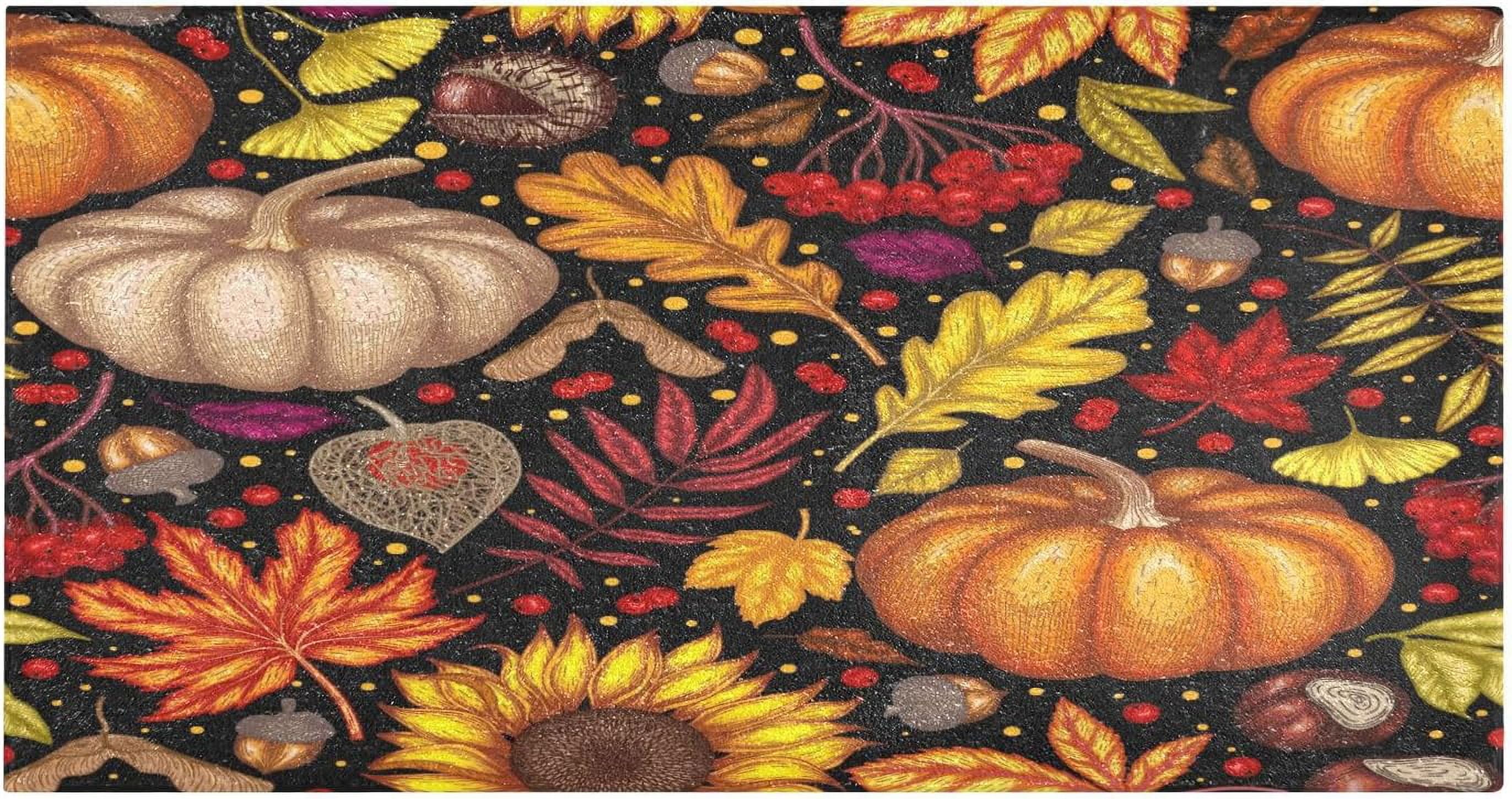 Autumn Harvest Pumpkin Area Rug, Anti Fatigue Large Floor Mat, Soft ...