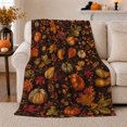 thumbnail image 1 of Autumn Harvest Pumpkin Patch Twisting Vines Berries Rustic, Rustic Botanical Portrait, Warm Flannel Blanket for Sunroom and Reading Nook, Garden Lovers Thanksgiving Gift, Rustic Home Decor, 1 of 9