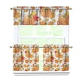 thumbnail image 1 of Autumn Harvest Pumpkin Pattern Tier Curtains - Thanksgiving Theme Rustic Farmhouse Kitchen Window Treatment, 1 of 6