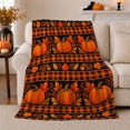 thumbnail image 1 of Autumn Harvest Pumpkin Plaid, Cozy Friendship Quote Scene, Warm Flannel Blanket for Living Room and Reading Nook, Art Lovers Thanksgiving Gift, Artistic Home Decor, 1 of 9