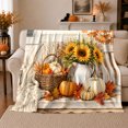 thumbnail image 1 of Autumn Harvest Pumpkin Sunflower Farmhouse Scene, Cozy Festive Scene, Warm Flannel Blanket for Ranch House and Living Room, Animal Lovers Thanksgiving Gift, Festive Home Decor, 1 of 9
