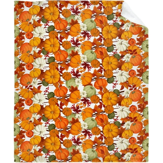 Autumn Harvest Pumpkins Print Flannel Blanket for Autumn Winter Gifts Warm Cozy Soft Funny Print Throw for Bed Couch Sofa 50\u201d×40\u201d Small for Kid