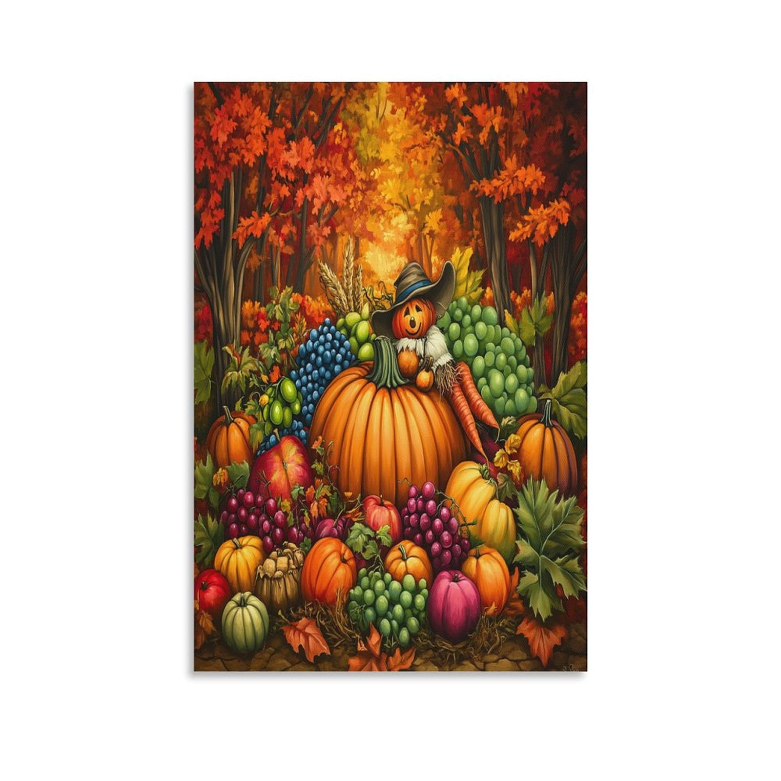 Autumn Harvest Scene with Colorful Fruits And Vegetables Artwork Wall