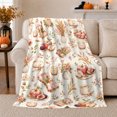 thumbnail image 1 of Autumn Harvest Table Scene Watercolor Style Farmhouse Pattern, Cozy Friendship Quote Scene, Warm Flannel Blanket for Ranch House and Living Room, Art Lovers Thanksgiving Gift, Artistic Home Decor, 1 of 9