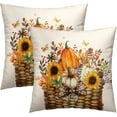 thumbnail image 1 of Autumn Harvest Throw Pillow Covers 20x20 Inch Set of 2 - Farmhouse Pumpking Basket Fall Thanksgiving Holiday Decoration Pillowcases Cushion Cover for Bedroom Porch Couch Sofa, 1 of 5