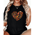 thumbnail image 1 of Autumn Heart Floral Loving Graphic Tee T-Shirt Print Top Short Sleeve Round Neck Black S-5XL, 1 of 5